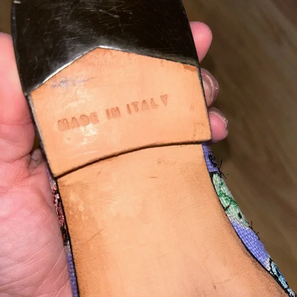 Vintage Ladybug Metallic Mules Slides Elizabeth Turner Collection Made in Italy - Picture 7 of 9